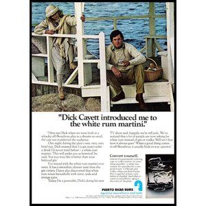 1978 Puerto Rican Rum Vintage Print Ad Couple Picnic Dock Cable Knit Sweater Art